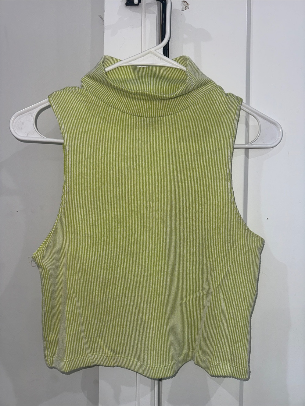 Forever 21 Lime Green Ribbed Sleeveless Turtleneck Crop Top